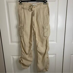 Banana Republic Sand Linen Cargo Pants Straight Leg Boho Adjustable Length size2